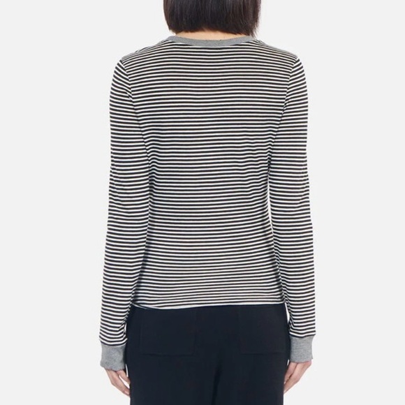 NWT The Kooples LONG-SLEEVED STRIPED TEE Size 2 (M) Crest Black White Fitted - Picture 3 of 11